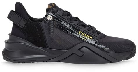 fendi mens black leather sneakers|Fendi denim sneakers.